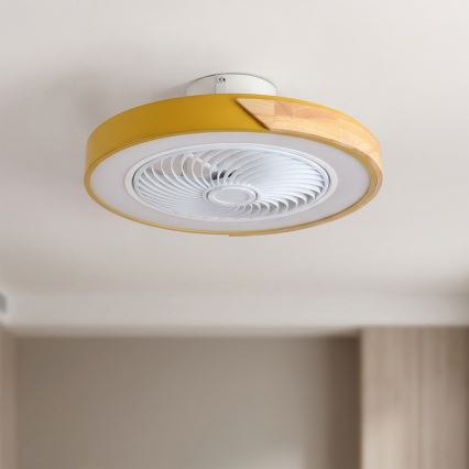 Brilagi - Hämardatav LED-laelamp ventilaatoriga LED/38W/230V 3000-6500K 3000-6500K läbimõõt 50 cm kuldne/tamm + kaugjuhtimispult