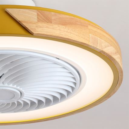 Brilagi - Hämardatav LED-laelamp ventilaatoriga LED/38W/230V 3000-6500K 3000-6500K läbimõõt 50 cm kuldne/tamm + kaugjuhtimispult