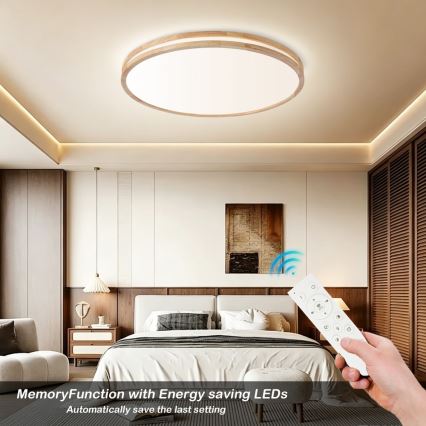 BRILAGI - LED hämardatav laelamp MOLINA LED/100W/230V 3000-6000K tamm läbimõõt 80 cm + kaugjuhtimispult