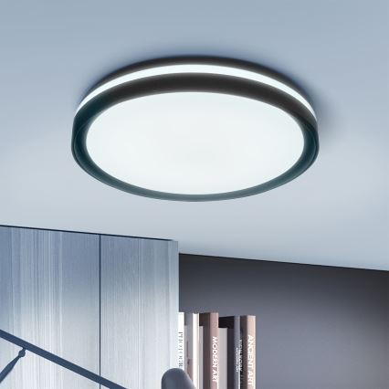 Brilagi - NAOMI LED hämardatav laelamp 48 W, 230 V, 3000–6500 K, läbimõõt 39 cm, must + kaugjuhtimispult