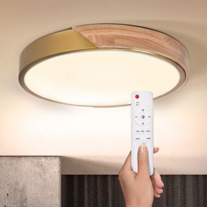BRILAGI - LED hämardatav laelamp PILANA LED/48W/230V 3000-6500K tamm/kuldne, läbimõõt 40 cm + kaugjuhtimispult