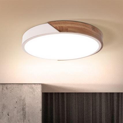 Brilagi - LED hämardatav laelamp PILANA LED/48W/230V tamm/valge läbimõõt 40 cm + kaugjuhtimispult