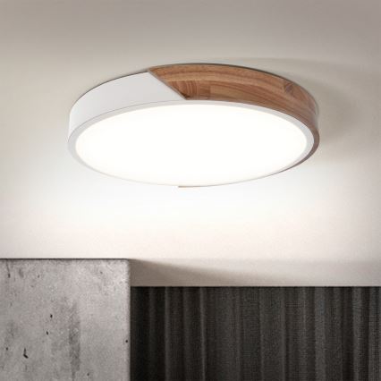 Brilagi - LED hämardatav laelamp PILANA LED/48W/230V tamm/valge läbimõõt 40 cm + kaugjuhtimispult