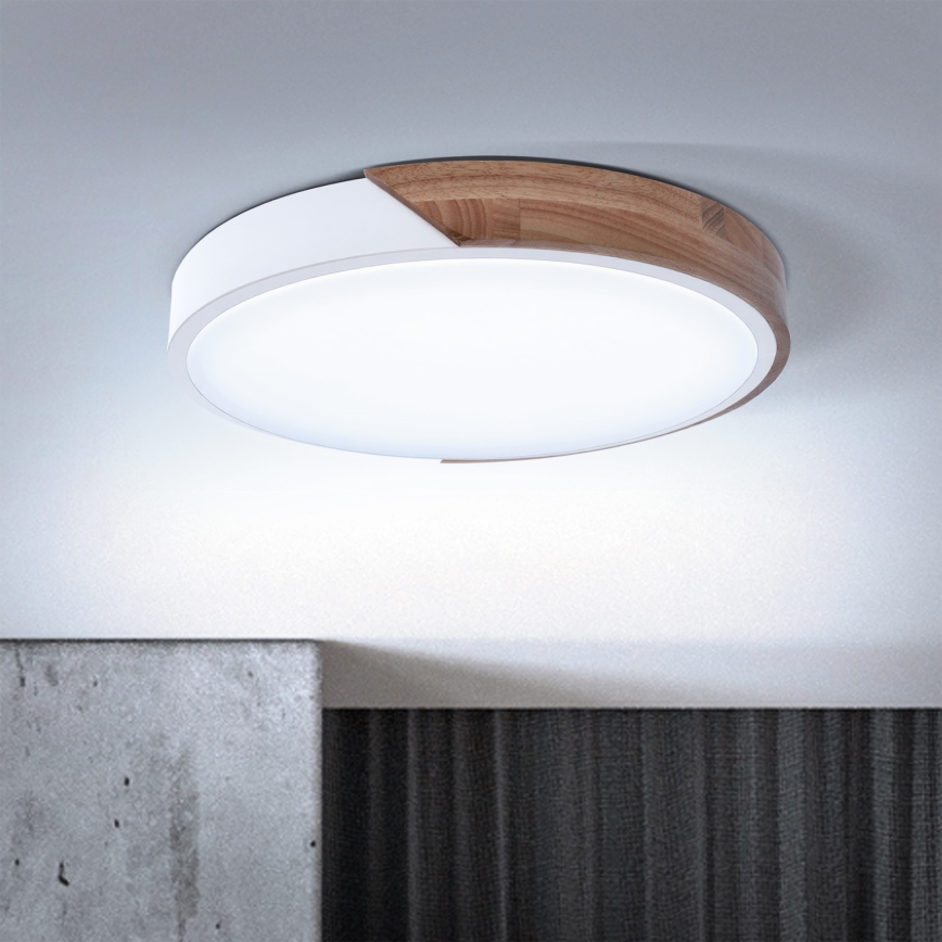 Brilagi - LED hämardatav laelamp PILANA LED/48W/230V tamm/valge läbimõõt 40 cm + kaugjuhtimispult