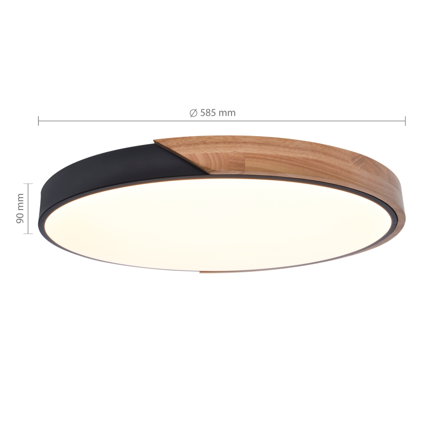 Brilagi - hämardatav LED-laelamp PILANA LED/60W/230V tamm/must, läbimõõt 58,5 cm + kaugjuhtimispult