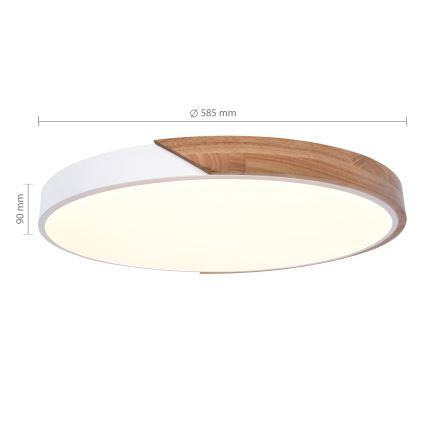 Brilagi - hämardatav laelamp PILANA LED/60W/230V 3000–6500K tamm/valge Ø 60 cm + kaugjuhtimispult