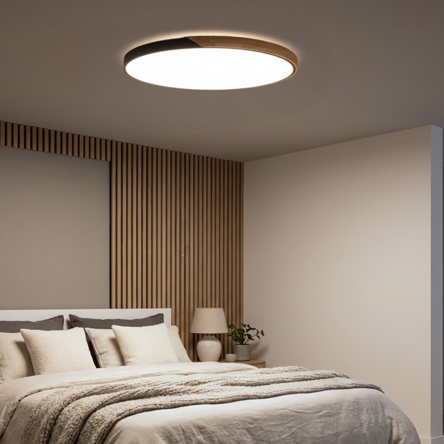 Brilagi - Hämardatav LED-laelamp PILANA LED/72W/230V 3000-6500K tamm/must Ø 80 cm + kaugjuhtimispult
