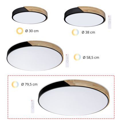 Brilagi - Hämardatav LED-laelamp PILANA LED/72W/230V 3000-6500K tamm/must Ø 80 cm + kaugjuhtimispult