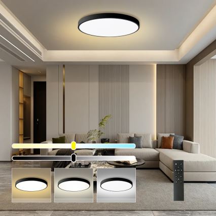 Brilagi - LED-hämardatav laelamp POOL SMART, 128W/230V, 3000–6000K, läbimõõt 100 cm, Wi‑Fi Tuya, must + kaugjuhtimispult