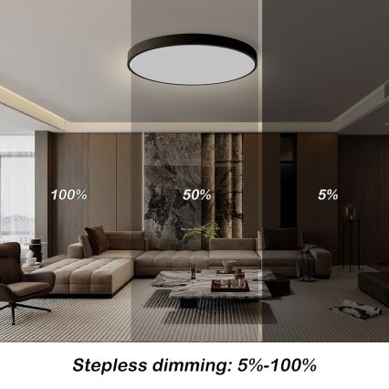 Brilagi - LED-hämardatav laelamp POOL SMART, 128W/230V, 3000–6000K, läbimõõt 100 cm, Wi‑Fi Tuya, must + kaugjuhtimispult