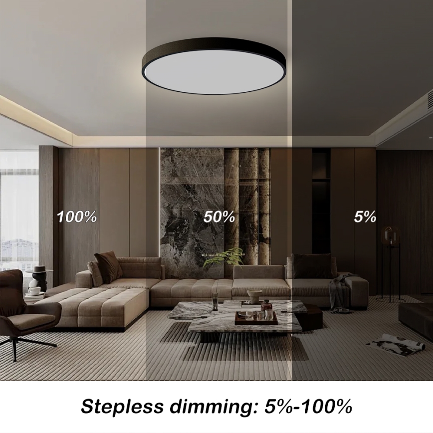 Brilagi - LED-hämardatav laelamp POOL SMART, 128W/230V, 3000–6000K, läbimõõt 100 cm, Wi‑Fi Tuya, must + kaugjuhtimispult