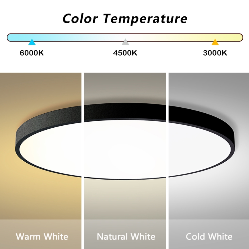 Brilagi - LED-hämardatav laelamp POOL SMART, 128W/230V, 3000–6000K, läbimõõt 100 cm, Wi‑Fi Tuya, must + kaugjuhtimispult