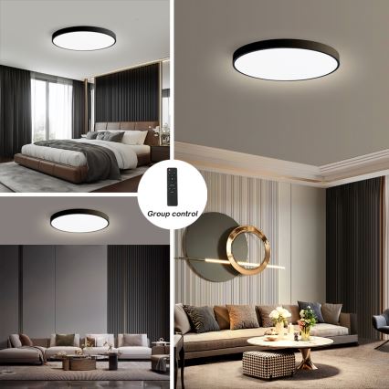 Brilagi - LED-hämardatav laelamp POOL SMART, 128W/230V, 3000–6000K, läbimõõt 100 cm, Wi‑Fi Tuya, must + kaugjuhtimispult