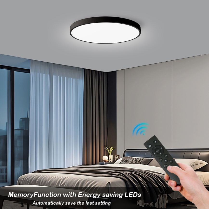 Brilagi - LED-hämardatav laelamp POOL SMART, 128W/230V, 3000–6000K, läbimõõt 100 cm, Wi‑Fi Tuya, must + kaugjuhtimispult