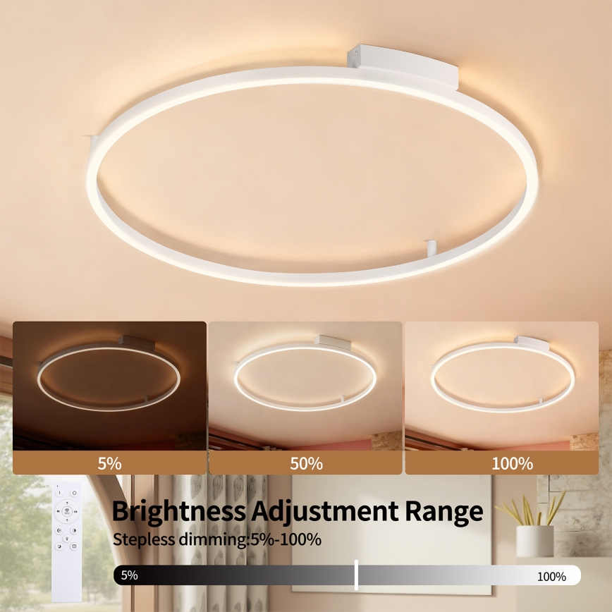 Brilagi - LED hämardatav laelamp PORTOFINO LED/60W/230V 3000-6000K läbimõõt 80 cm valge + kaugjuhtimispult