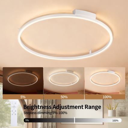 Brilagi - LED-hämardatav laelamp PORTOFINO LED/60W/230V 3000-6000K läbimõõt 80 cm valge + kaugjuhtimispult