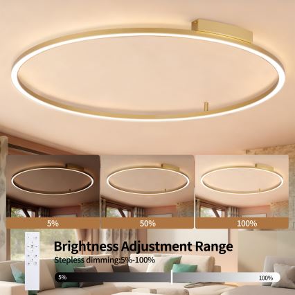 Brilagi - PORTOFINO hämardatav LED-laelamp/85W/230V 3000-6000K läbimõõt 120 cm kuldne + kaugjuhtimispult