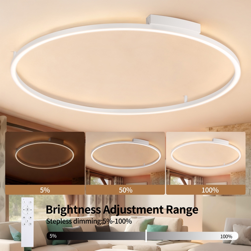 Brilagi - hämardatav LED laevalgusti PORTOFINO LED/85W/230V 3000–6000K Ø 120 cm valge + kaugjuhtimispult