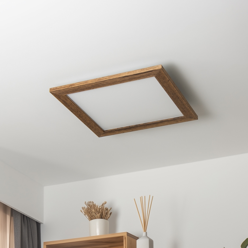 Brilagi - hämardatav LED-laevalgusti SLIMFRAME WOOD LED/36W/230V 49,5x49,5 cm 3000-6000K pruun + kaugjuhtimispult