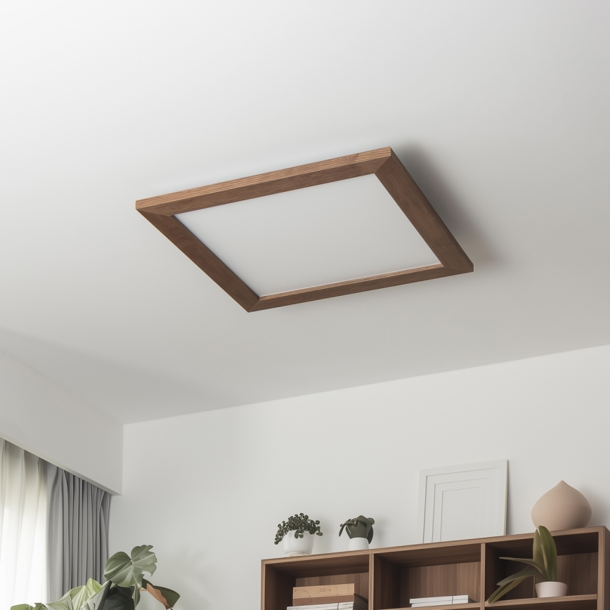 Brilagi - LED-hämardatav laelamp SLIMFRAME WOOD LED/36W/230V 49,5x49,5 cm 3000-6000K tumepruun + kaugjuhtimispult