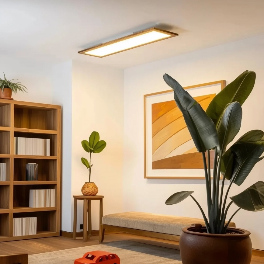 Brilagi - hämardatav LED-laevalgusti SLIMFRAME WOOD LED/58W/230V 124x33,7 cm 3000-6000K pruun + kaugjuhtimispult