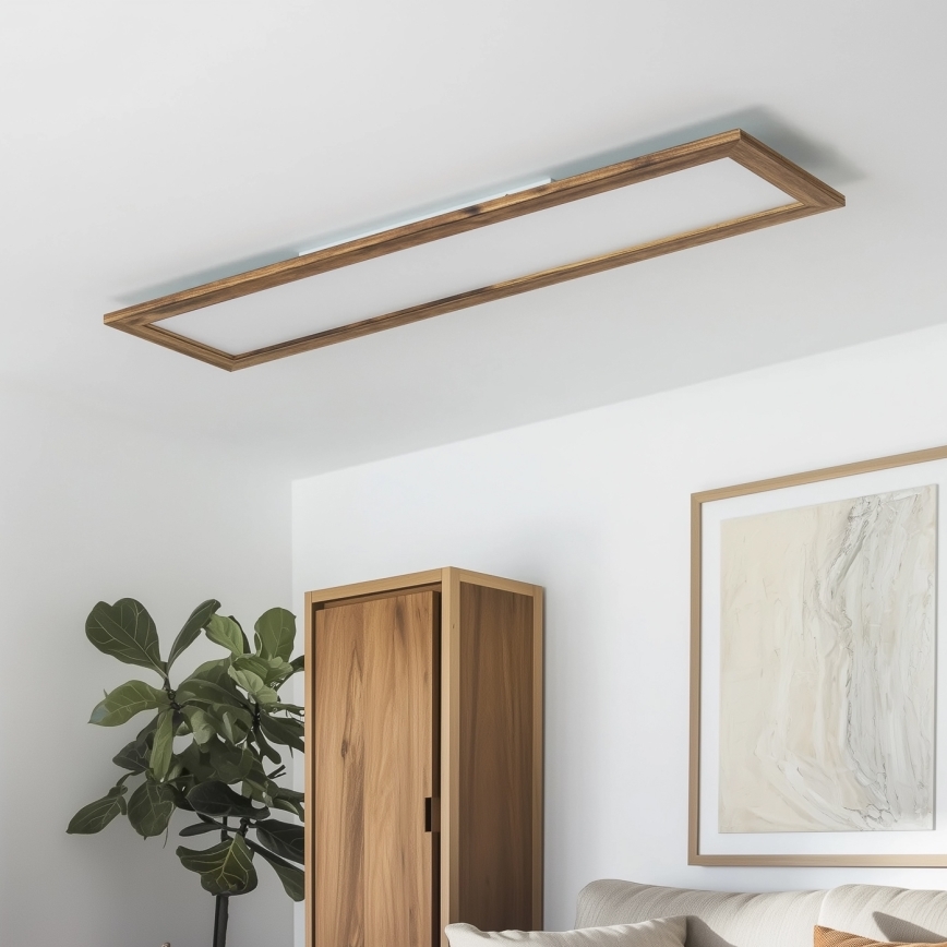 Brilagi - hämardatav LED-laevalgusti SLIMFRAME WOOD LED/58W/230V 124x33,7 cm 3000-6000K pruun + kaugjuhtimispult