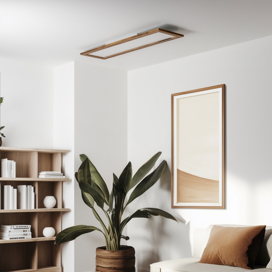 Brilagi - hämardatav LED-laevalgusti SLIMFRAME WOOD LED/58W/230V 124x33,7 cm 3000-6000K pruun + kaugjuhtimispult