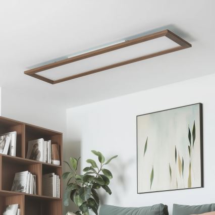 Brilagi - Hämardatav LED-laelamp SLIMFRAME WOOD LED/58W/230V 124x34 cm 3000-6000K tumepruun + kaugjuhtimispult