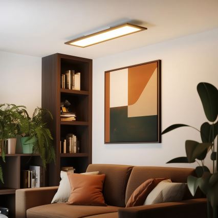 Brilagi - Hämardatav LED-laelamp SLIMFRAME WOOD LED/58W/230V 124x34 cm 3000-6000K tumepruun + kaugjuhtimispult