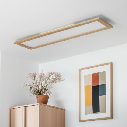 Brilagi - hämardatav LED-laelamp SLIMFRAME WOOD LED/58W/230V 124x34 cm 3000-6000K pruun + kaugjuhtimispult