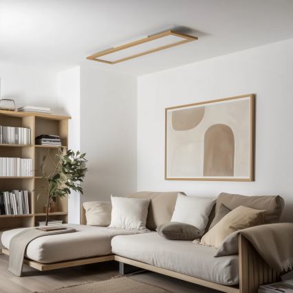 Brilagi - hämardatav LED-laelamp SLIMFRAME WOOD LED/58W/230V 124x34 cm 3000-6000K pruun + kaugjuhtimispult