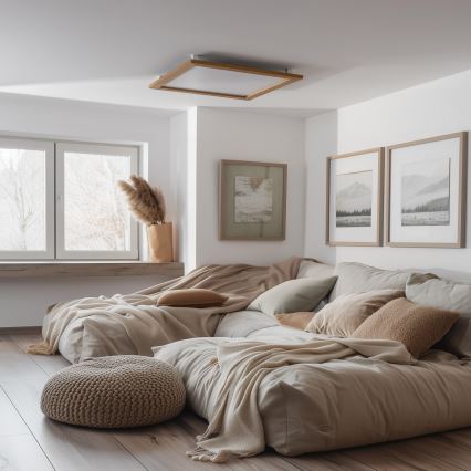 BRILAGI - hämardatav LED-laelamp SLIMFRAME WOOD LED/58W/230V 64x64 cm 3000-6000K pruun + puldiga juhtimine