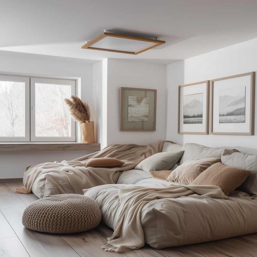 BRILAGI - hämardatav LED-laelamp SLIMFRAME WOOD LED/58W/230V 64x64 cm 3000-6000K pruun + puldiga juhtimine