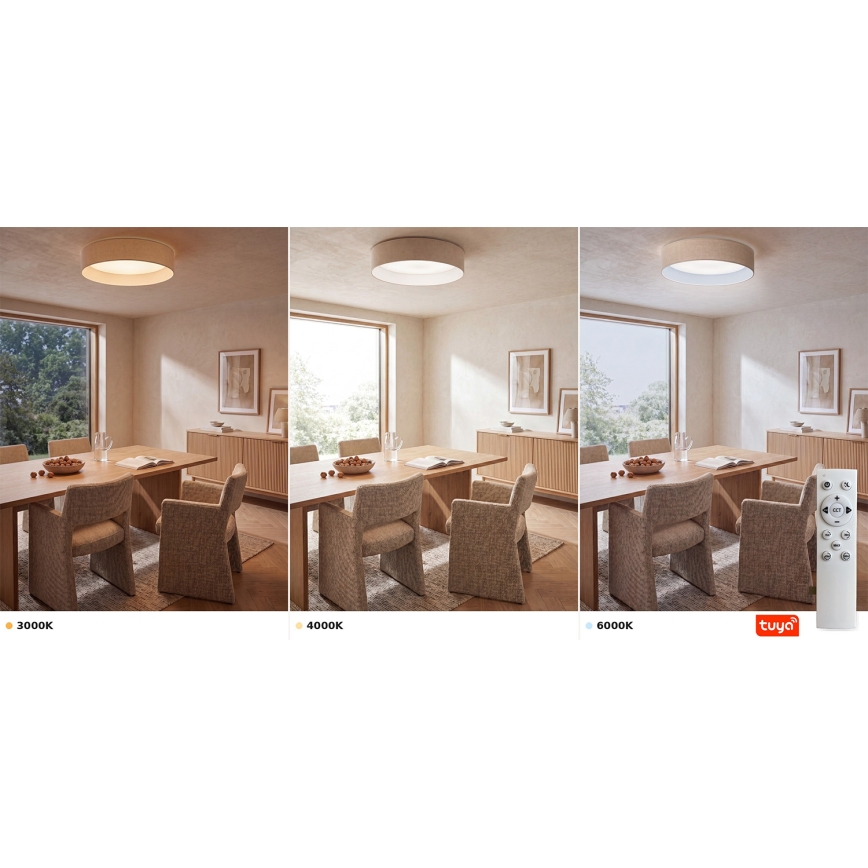 Brilagi - LED hämardatav laevalgusti VELVET SMARTIX LED/36W/230V 3000-6000K läbimõõt 55 cm kreemvalge Wi-Fi Tuya Beacon + kaugjuhtimispult