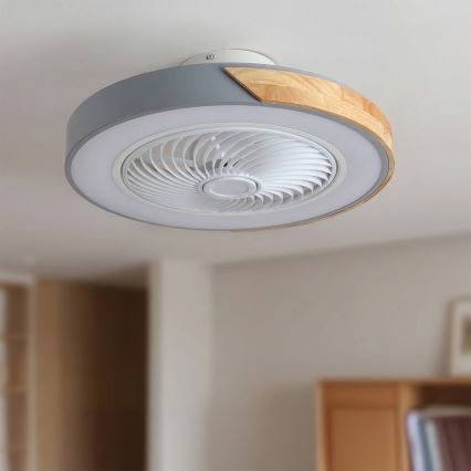 Brilagi - LED hämardatav laevalgusti koos ventilaatoriga LED/38W/230V 3000-6500K 3000-6500K läbimõõt 50 cm hall/tamm + kaugjuhtimispult