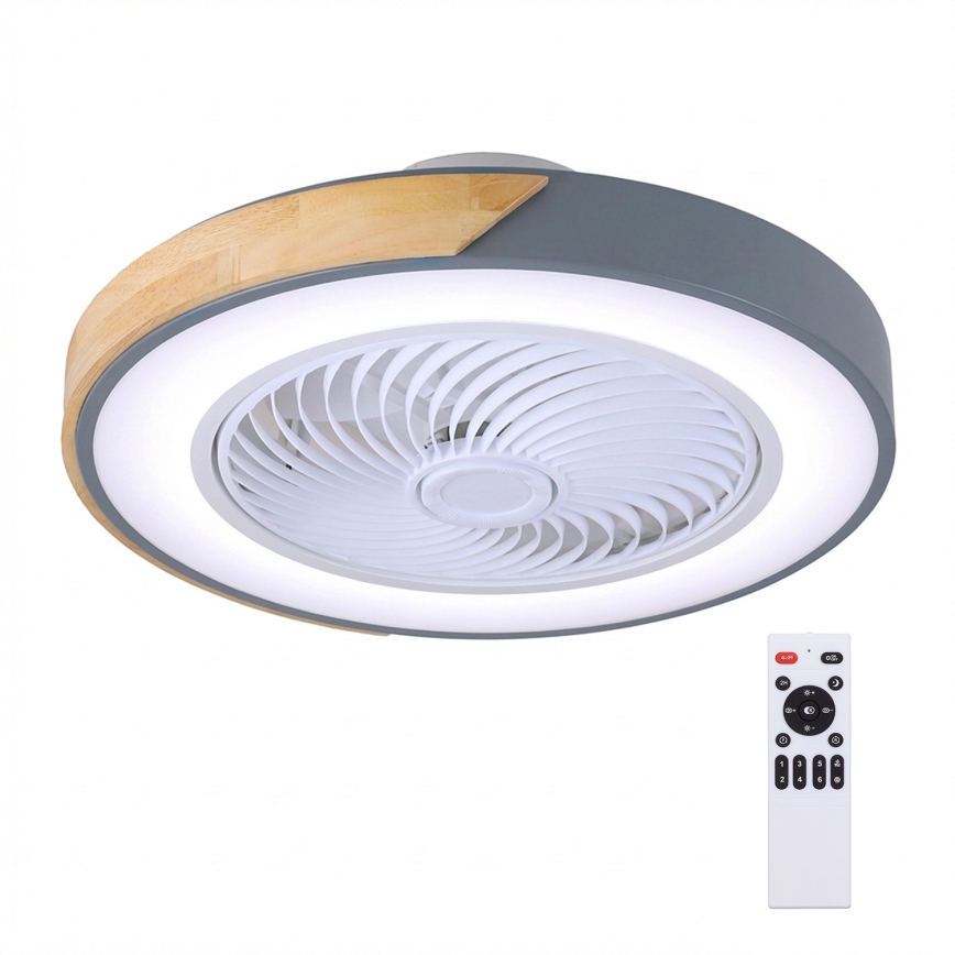 Brilagi - LED hämardatav laevalgusti koos ventilaatoriga LED/38W/230V 3000-6500K 3000-6500K läbimõõt 50 cm hall/tamm + kaugjuhtimispult
