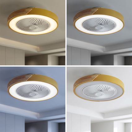 Brilagi - LED-hämardatav laelamp ventilaatoriga LED/38W/230V 3000-6500K läbimõõt 50 cm kuldne/tamm + kaugjuhtimispult