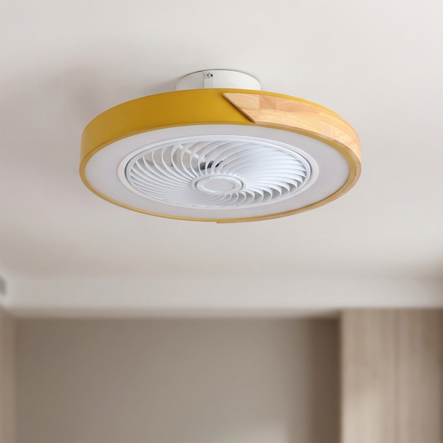 Brilagi - LED-hämardatav laelamp ventilaatoriga LED/38W/230V 3000-6500K läbimõõt 50 cm kuldne/tamm + kaugjuhtimispult