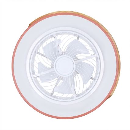 Brilagi - LED-hämardatav laevalgusti ventilaatoriga LED/38W/230V 3000-6500K läbimõõt 50 cm roosa/tamm + kaugjuhtimispult