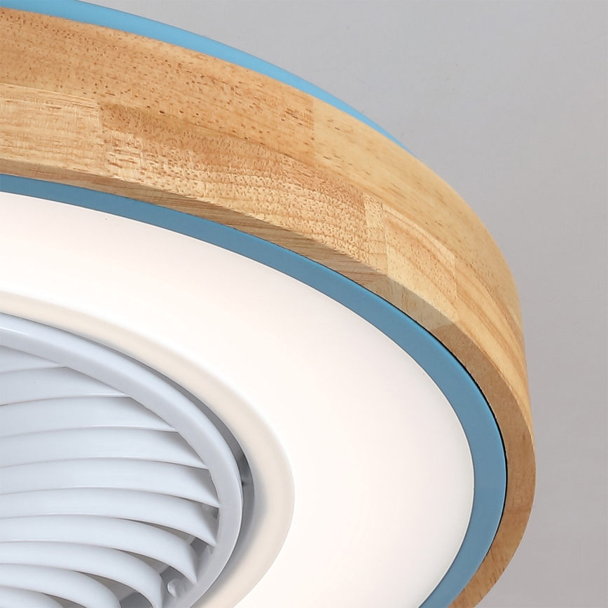 Brilagi - LED-hämardatav laelamp ventilaatoriga LED/38W/230V 3000-6500K 3000-6500K läbimõõt 50 cm sinine/tamm + kaugjuhtimispult