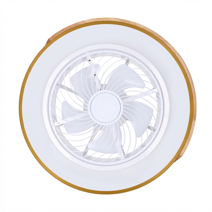 Brilagi - LED-hämardatav laelamp ventilaatoriga LED/38W/230V 3000-6500K 3000-6500K läbimõõt 50 cm sinine/tamm + kaugjuhtimispult