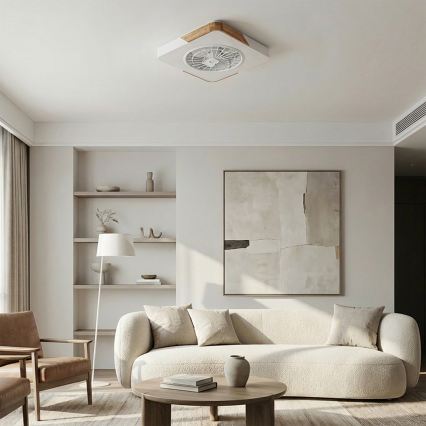 Brilagi - LED-hämardatav laelamp ventilaatoriga LED/38W/230V 3000-6500K 3000-6500K 50x50 cm valge/tamm + kaugjuhtimispult
