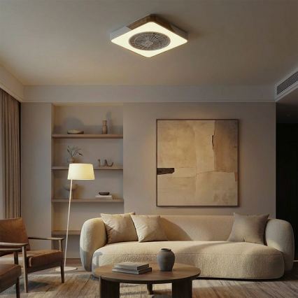 Brilagi - LED-hämardatav laelamp ventilaatoriga LED/38W/230V 3000-6500K 3000-6500K 50x50 cm valge/tamm + kaugjuhtimispult
