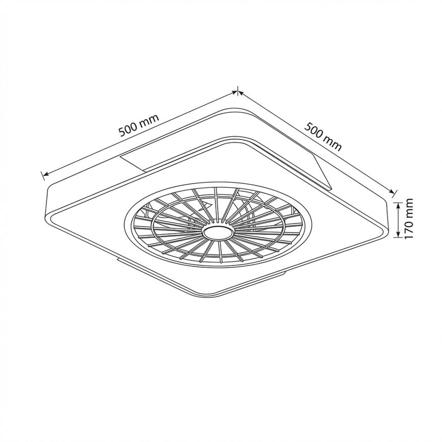Brilagi - LED-hämardatav laelamp ventilaatoriga LED/38W/230V 3000-6500K 3000-6500K 50x50 cm valge/tamm + kaugjuhtimispult