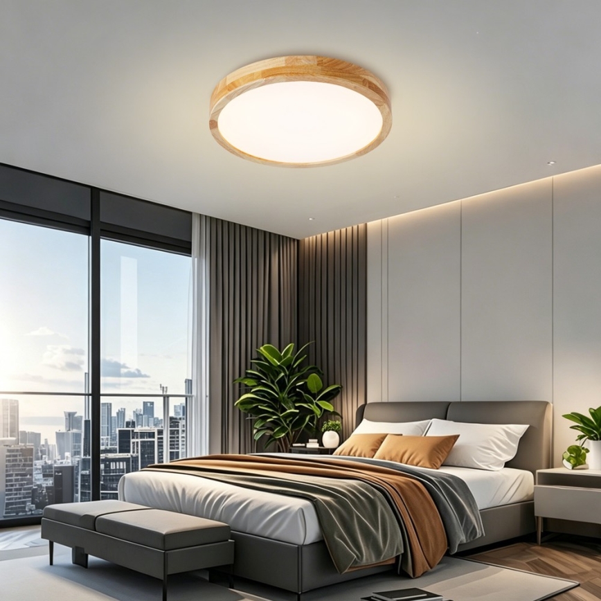 BRILAGI - Hämardatav laelamp WOODLINE LED/48W/230V 3000-6000K tamm läbimõõt 40 cm + kaugjuhtimispult