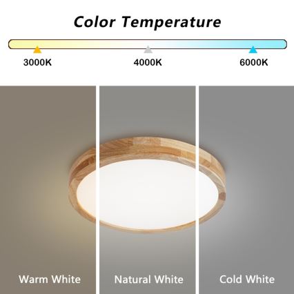 BRILAGI - Hämardatav laelamp WOODLINE LED/48W/230V 3000-6000K tamm läbimõõt 40 cm + kaugjuhtimispult