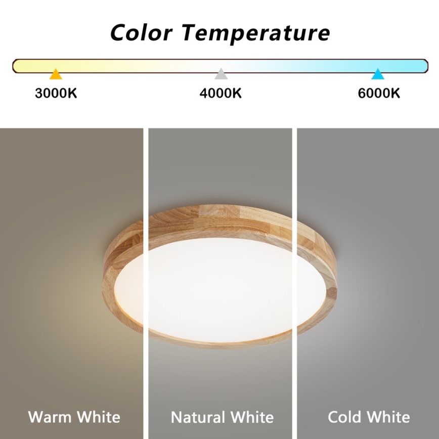 BRILAGI - Hämardatav laelamp WOODLINE LED/48W/230V 3000-6000K tamm läbimõõt 40 cm + kaugjuhtimispult
