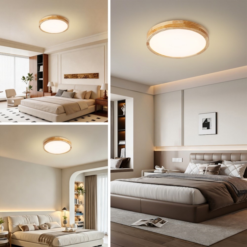 BRILAGI - Hämardatav laelamp WOODLINE LED/48W/230V 3000-6000K tamm läbimõõt 40 cm + kaugjuhtimispult
