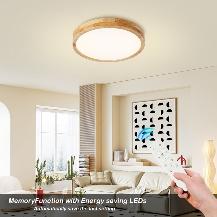 BRILAGI - Hämardatav laelamp WOODLINE LED/48W/230V 3000-6000K tamm läbimõõt 40 cm + kaugjuhtimispult