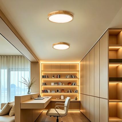 BRILAGI - Hämardatav laelamp WOODLINE LED/48W/230V 3000-6000K tamm läbimõõt 40 cm + kaugjuhtimispult